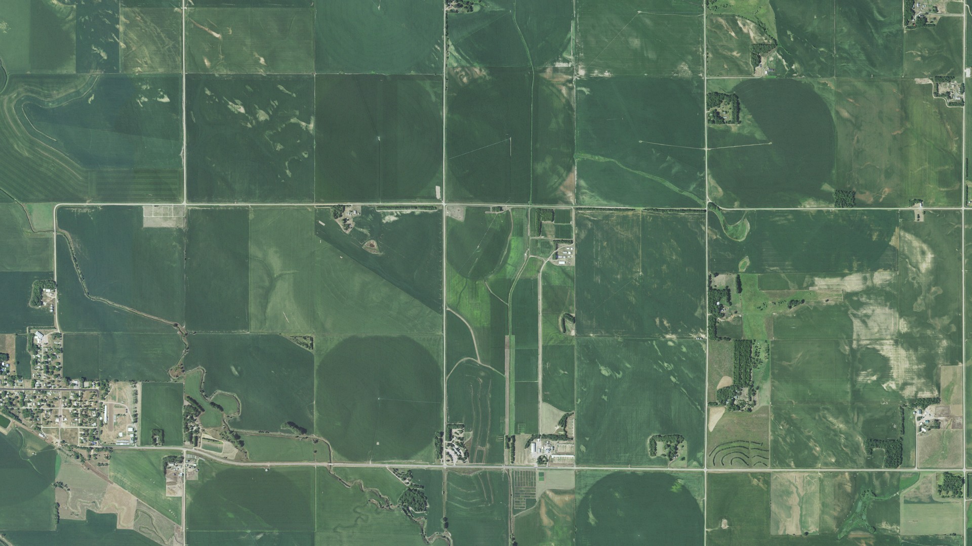 Aerial view of land around Concord, Nebraska