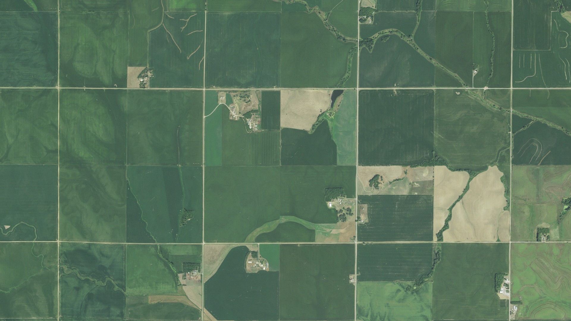 Aerial view of land around Emerson, Nebraska