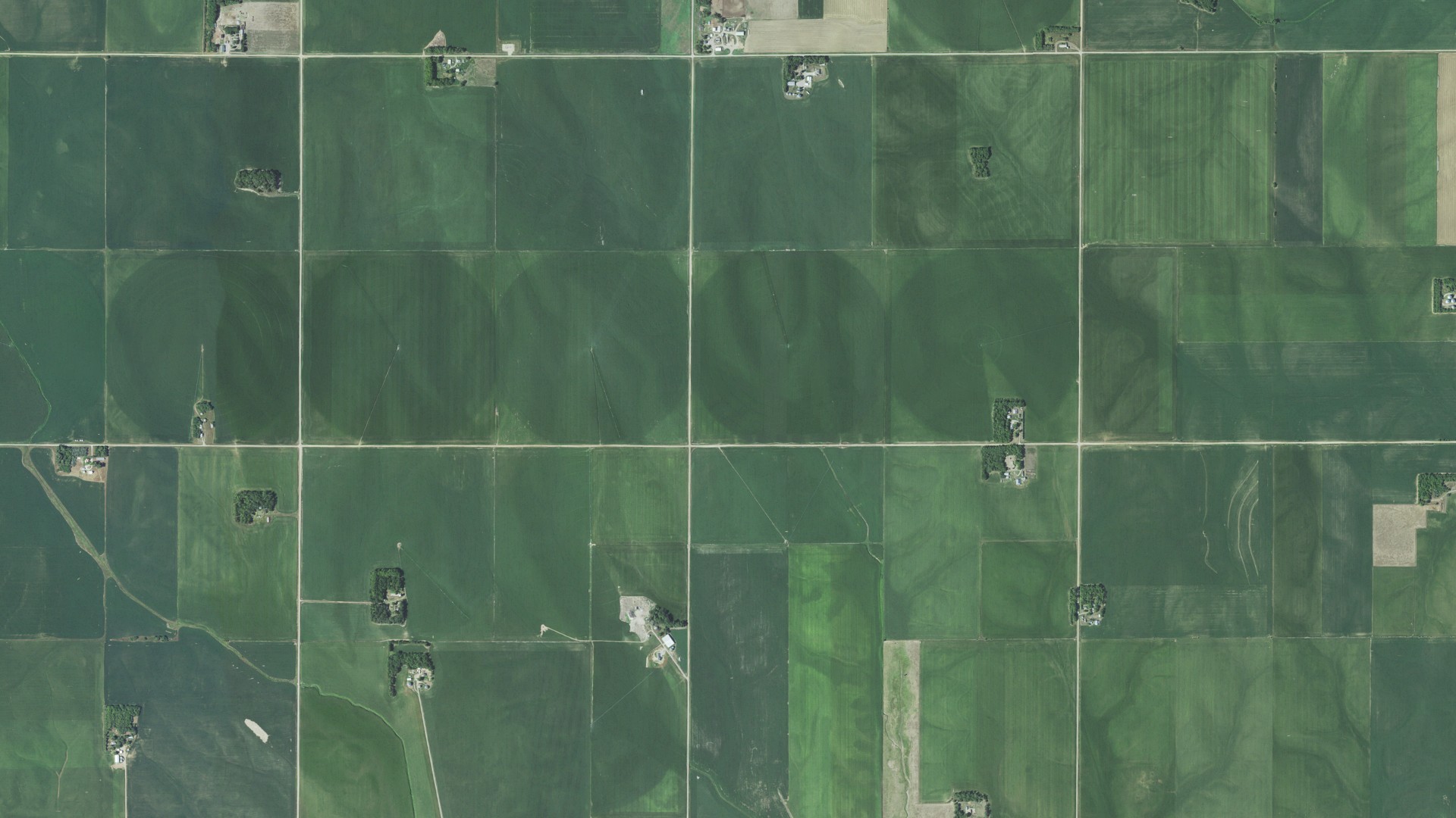 Natural-color aerial photograph of land around Logan, Nebraska