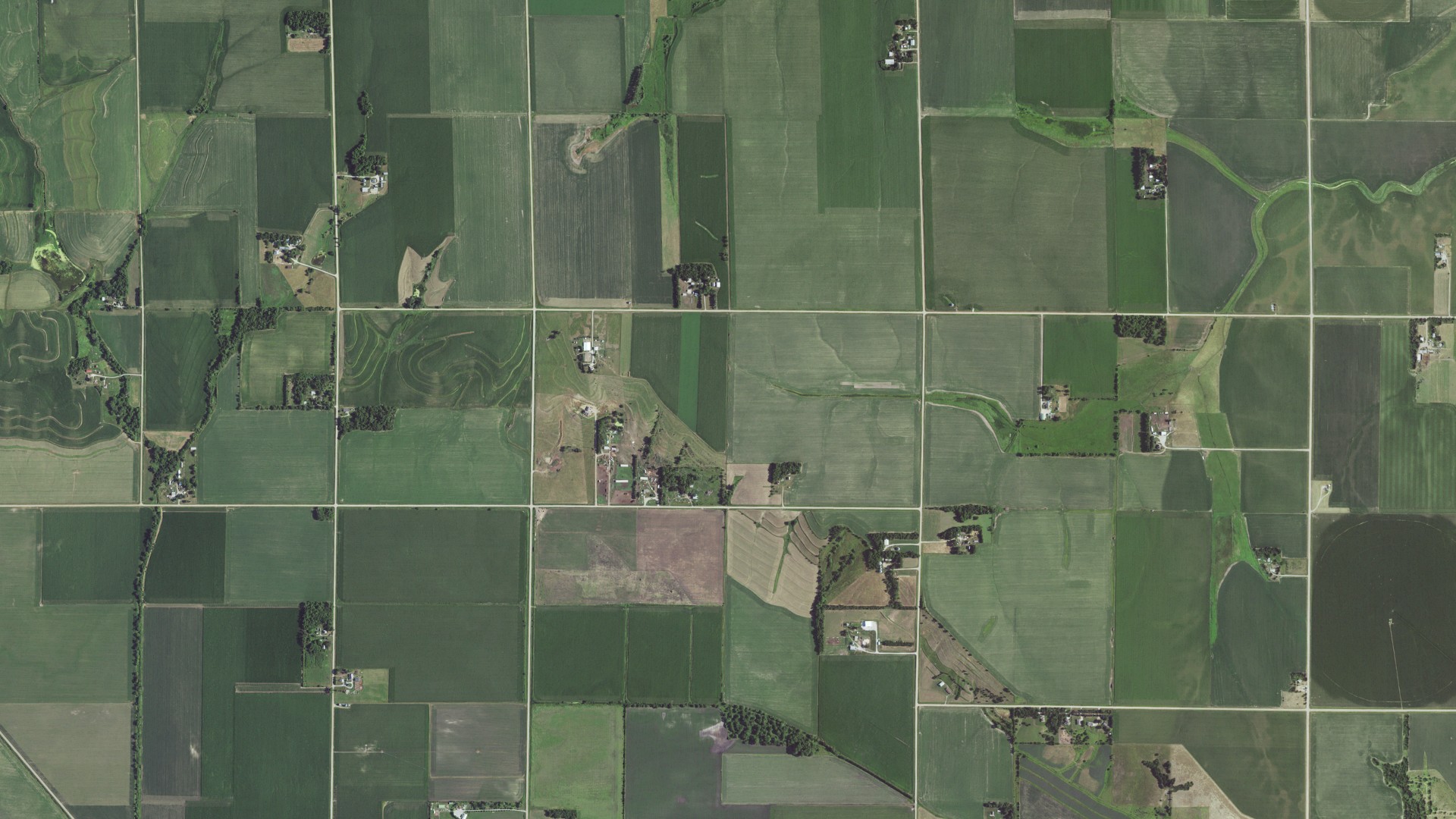 Aerial view of land around Maple, Nebraska