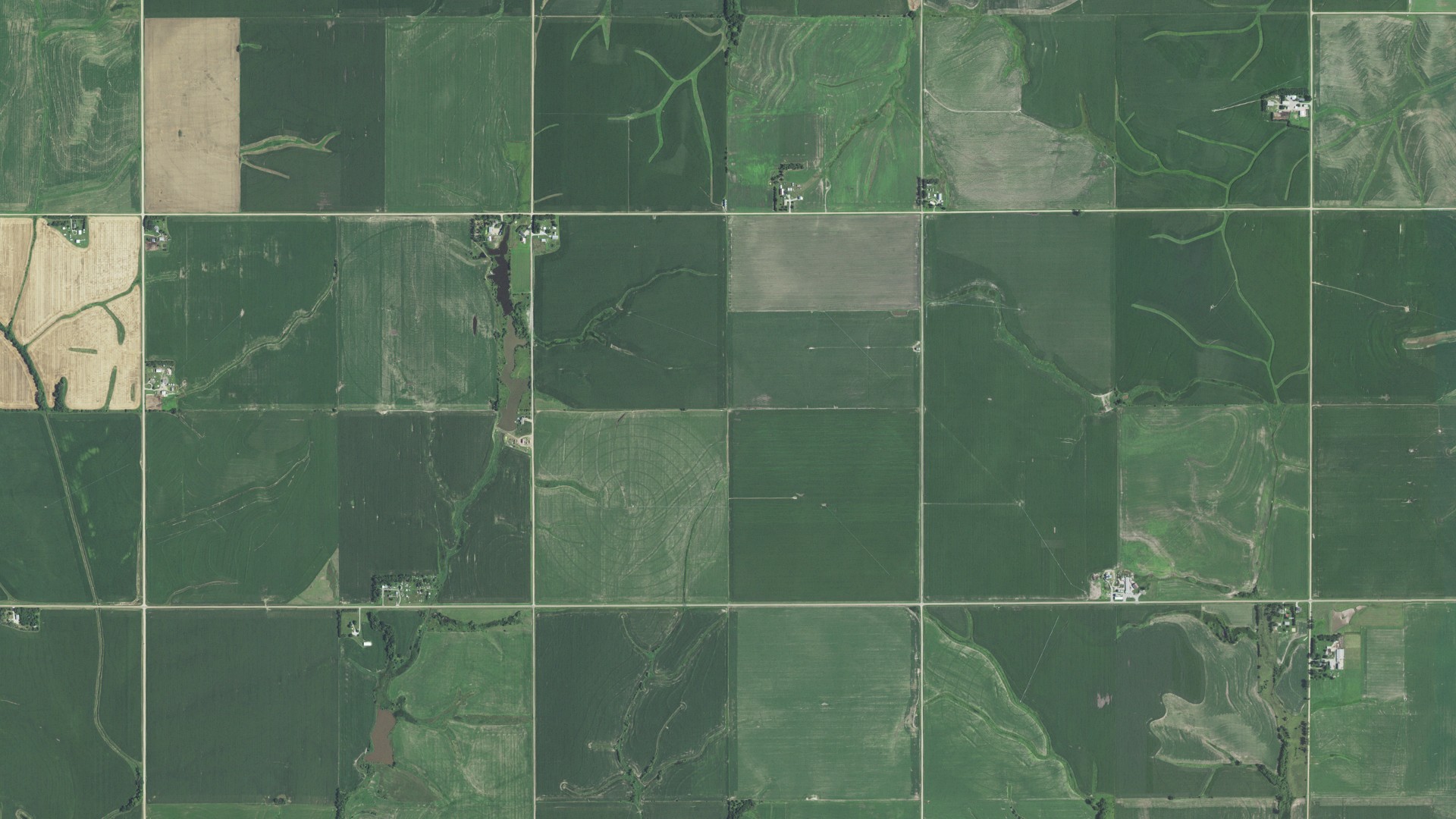 Aerial view of land around Elm, Nebraska