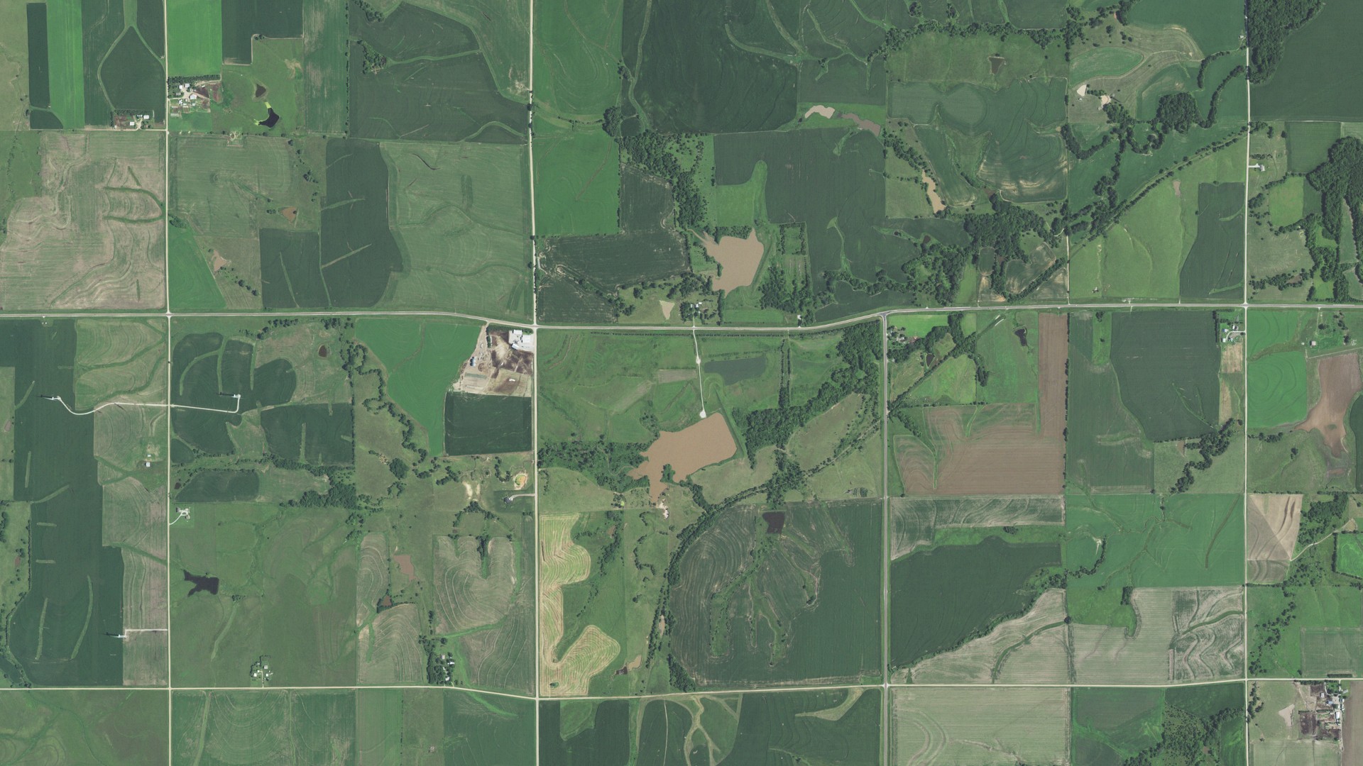 Aerial view of land around Glenwood, Nebraska