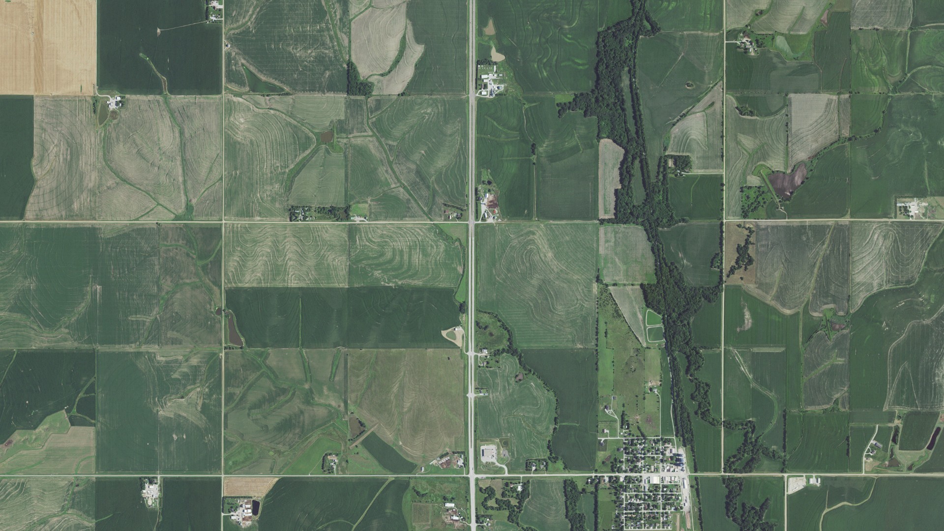 Aerial view of land around Holt, Nebraska