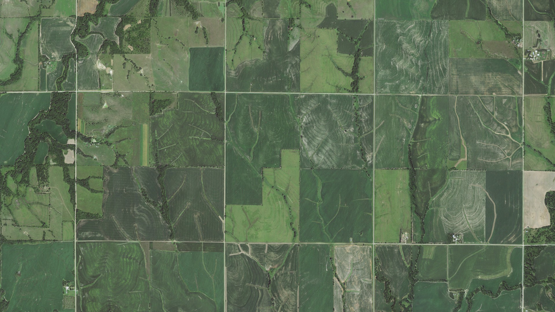 Natural-color aerial photograph of land around Island Grove, Nebraska