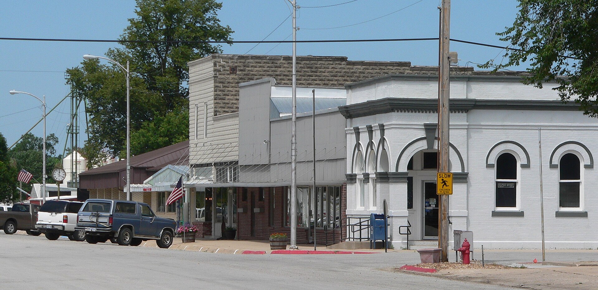Downtown Bruning, Nebraska: north side of Main Street, looking northwest from east of Fillmore Street.