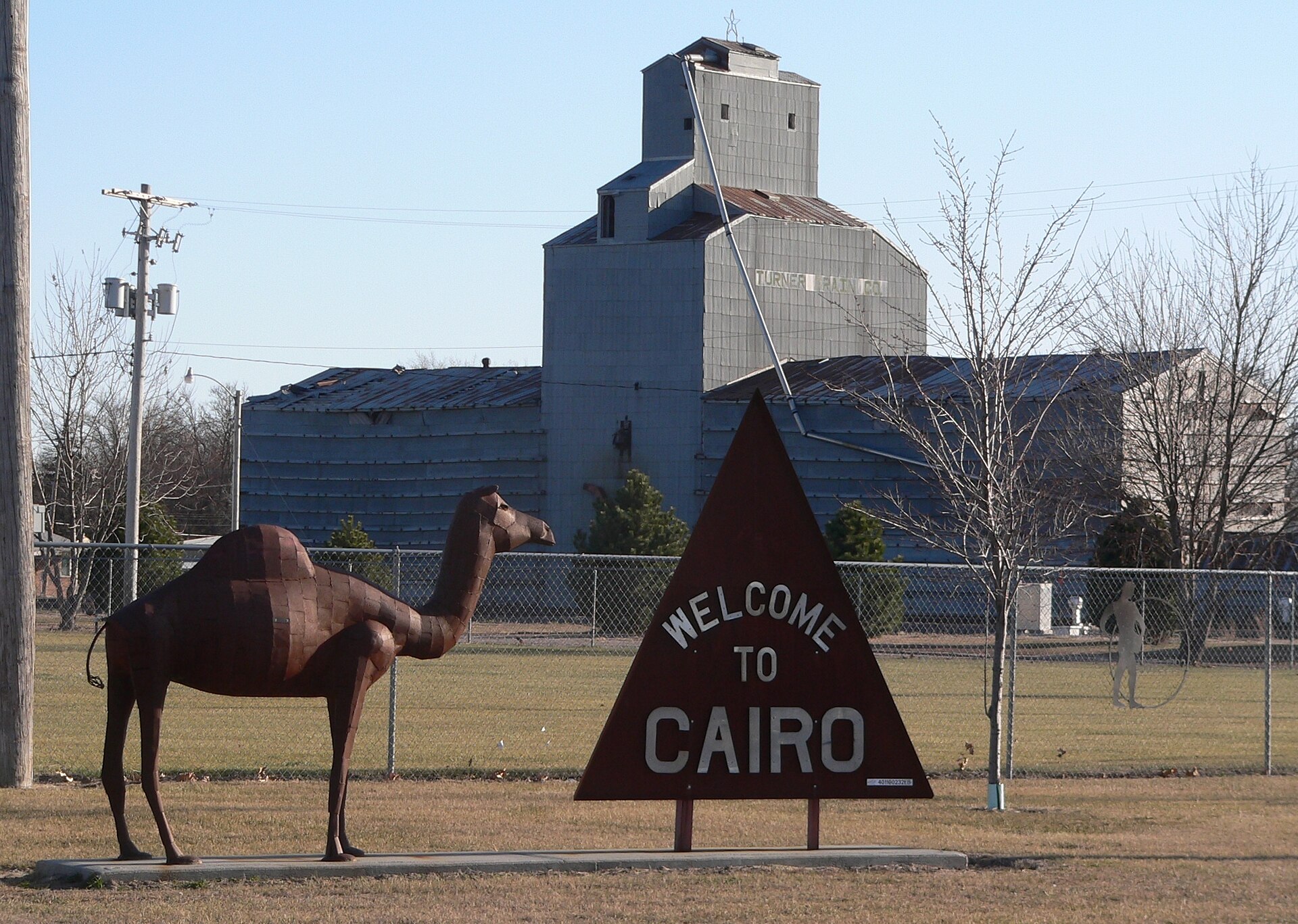 Sign on Nebraska Highway 11 at northern edge of Cairo, Nebraska.