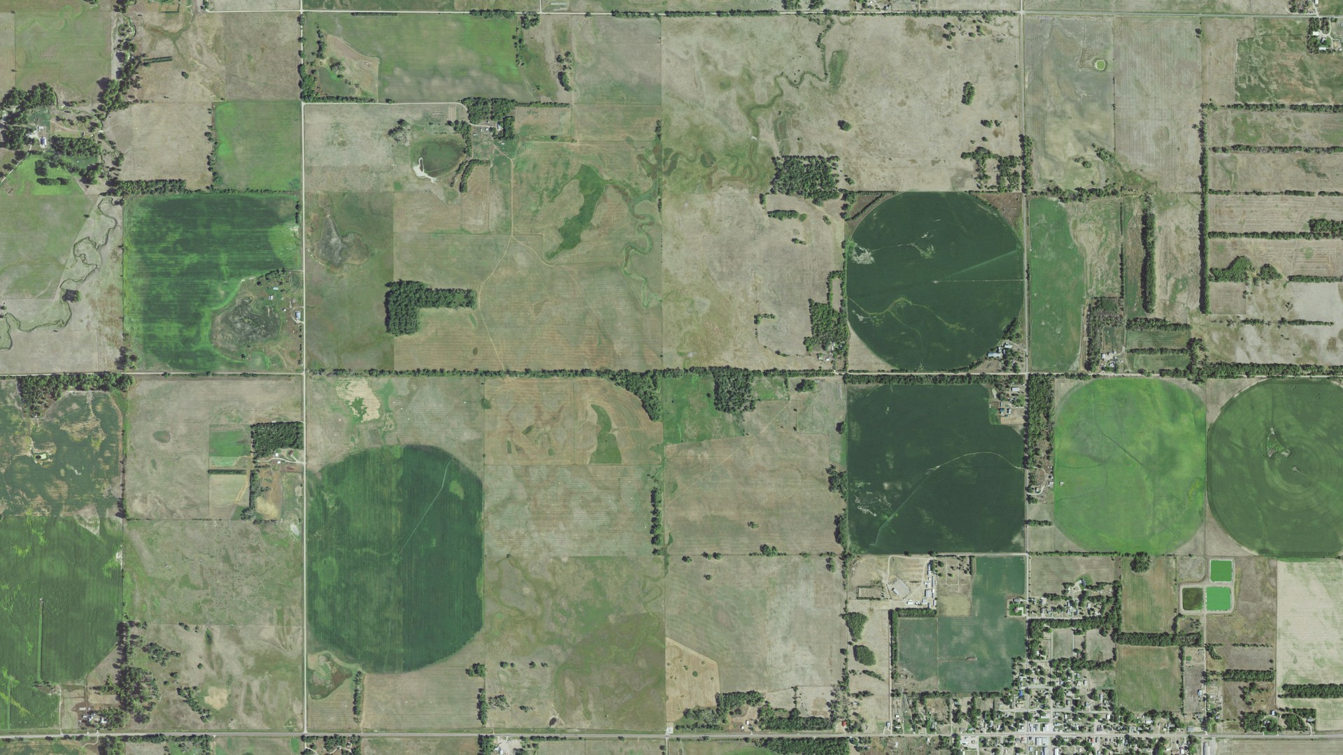 Aerial view of land around Chambers, Nebraska