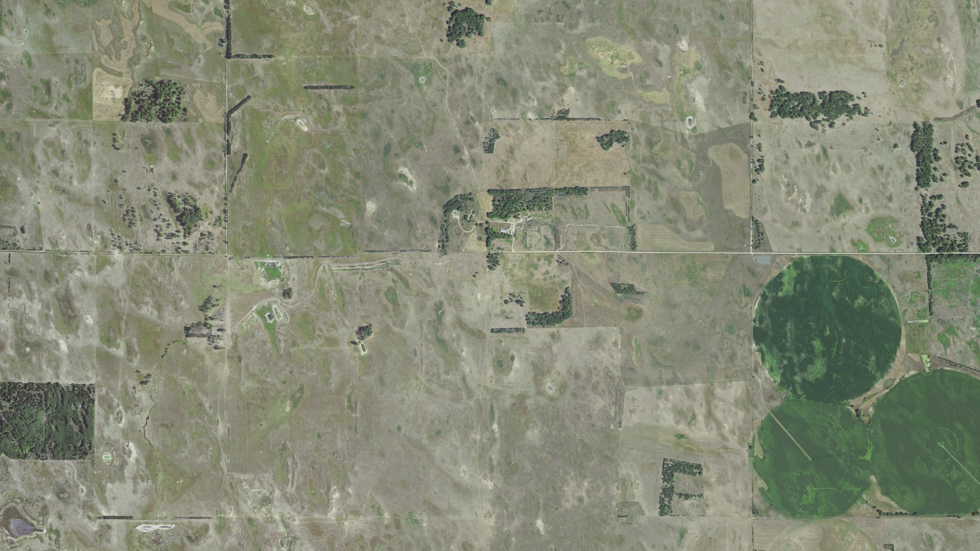 Aerial view of land around Conley, Nebraska