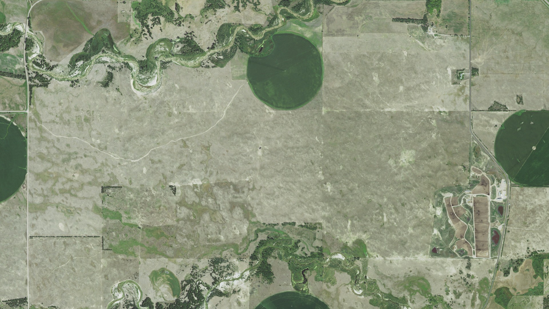 Aerial view of land around Ewing, Nebraska