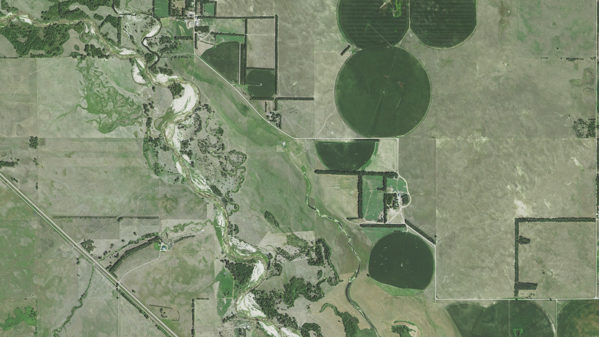 Aerial view of land around Golden, Nebraska