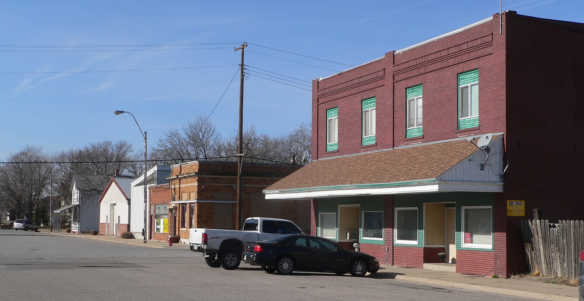 Downtown Cortland, Nebraska: north side of 4th Street. Camera is facing northwest.