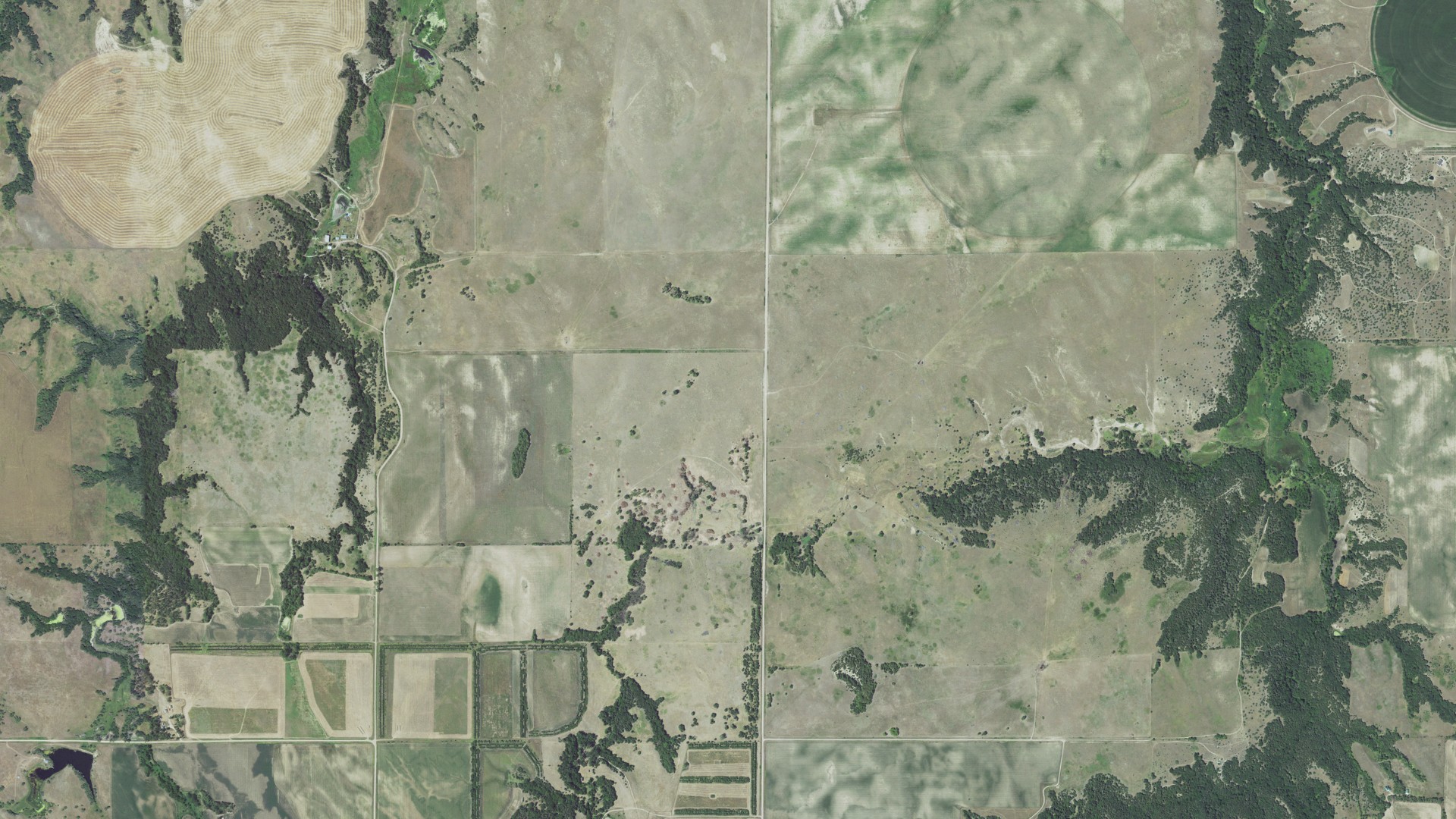 Aerial view of land around Bohemia, Nebraska