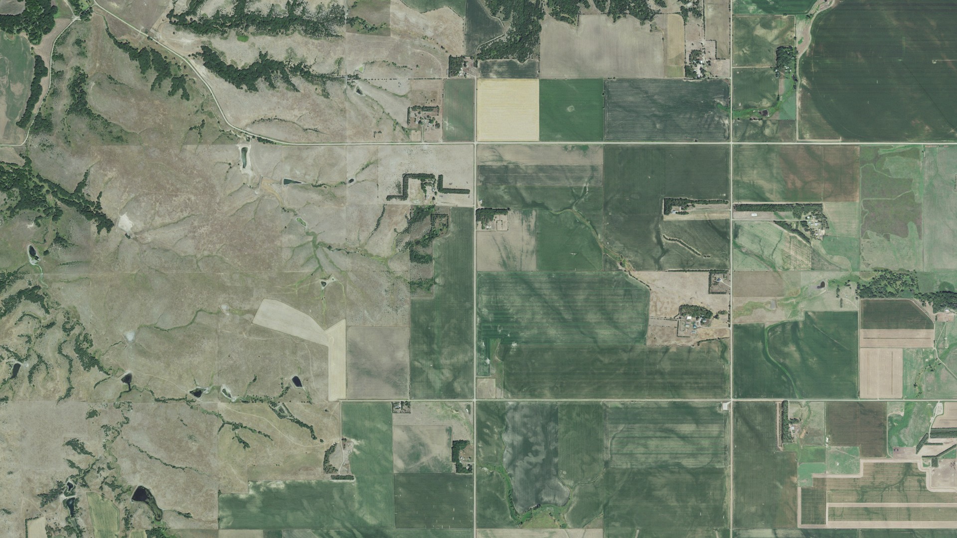 Aerial view of land around Frankfort, Nebraska