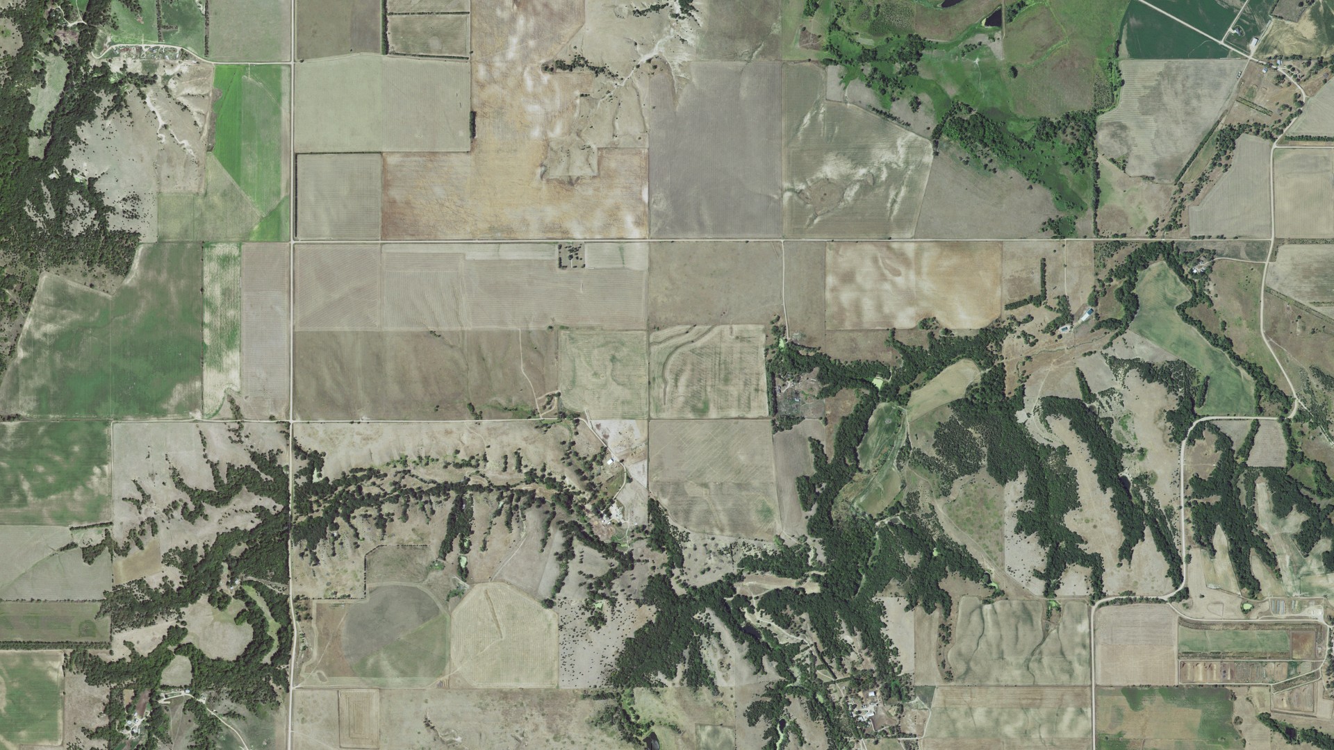 Aerial view of land around Western, Nebraska