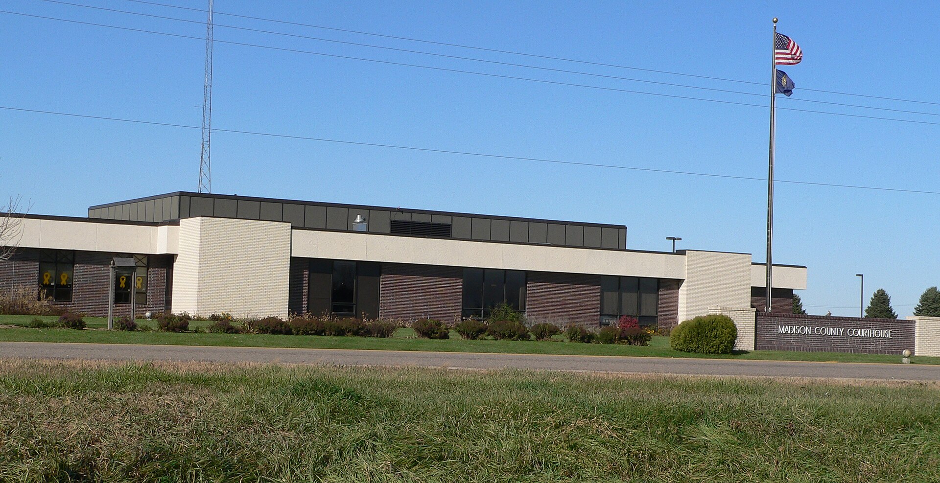 Madison County courthouse in Madison, Nebraska. View from east.