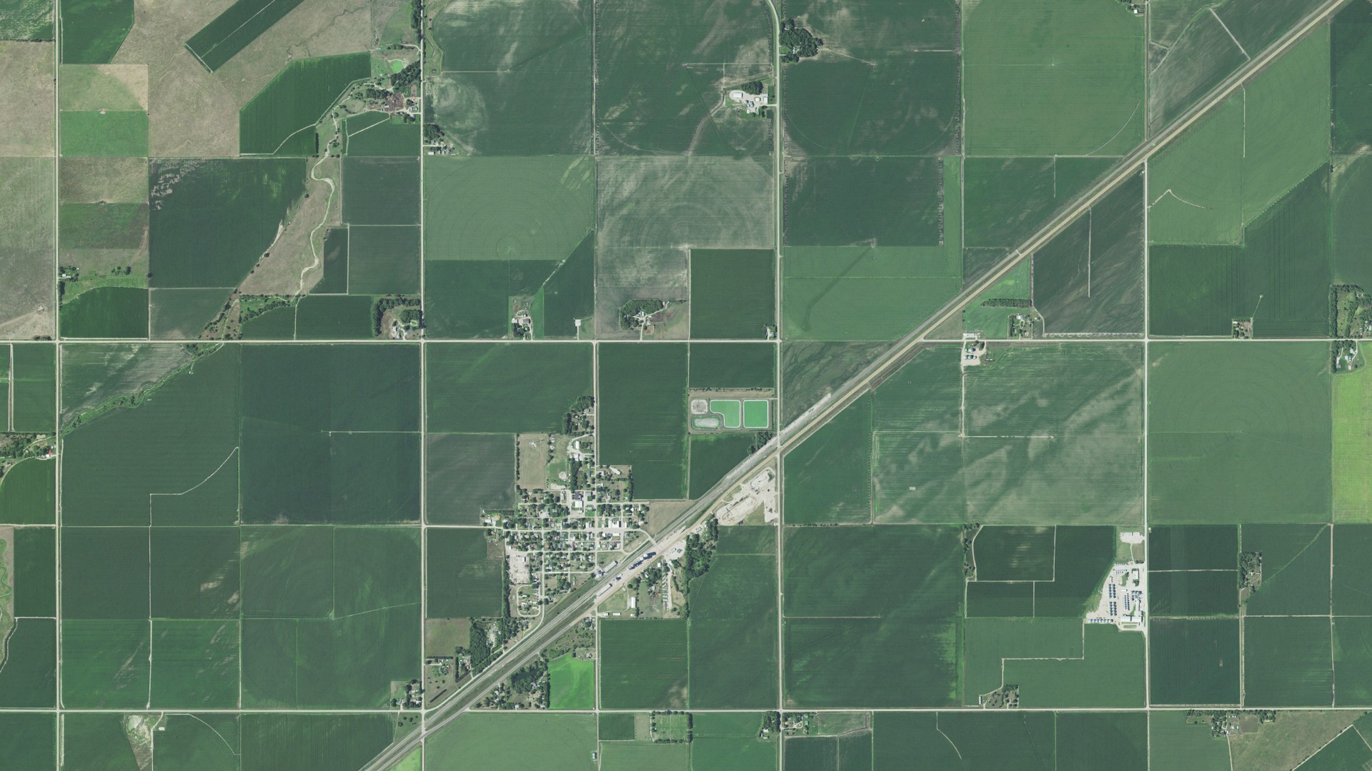 Aerial view of land around Chapman, Nebraska