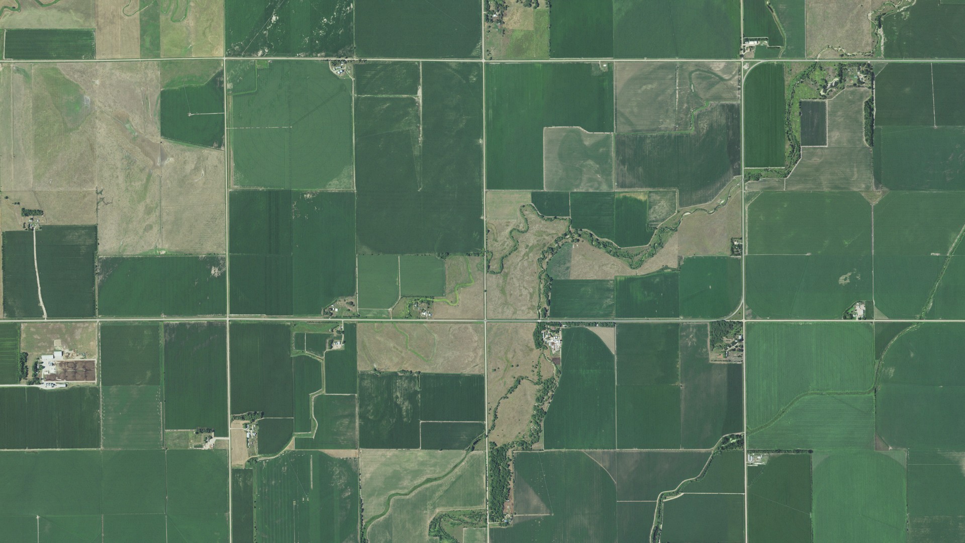 Aerial view of land around Prairie Creek, Nebraska