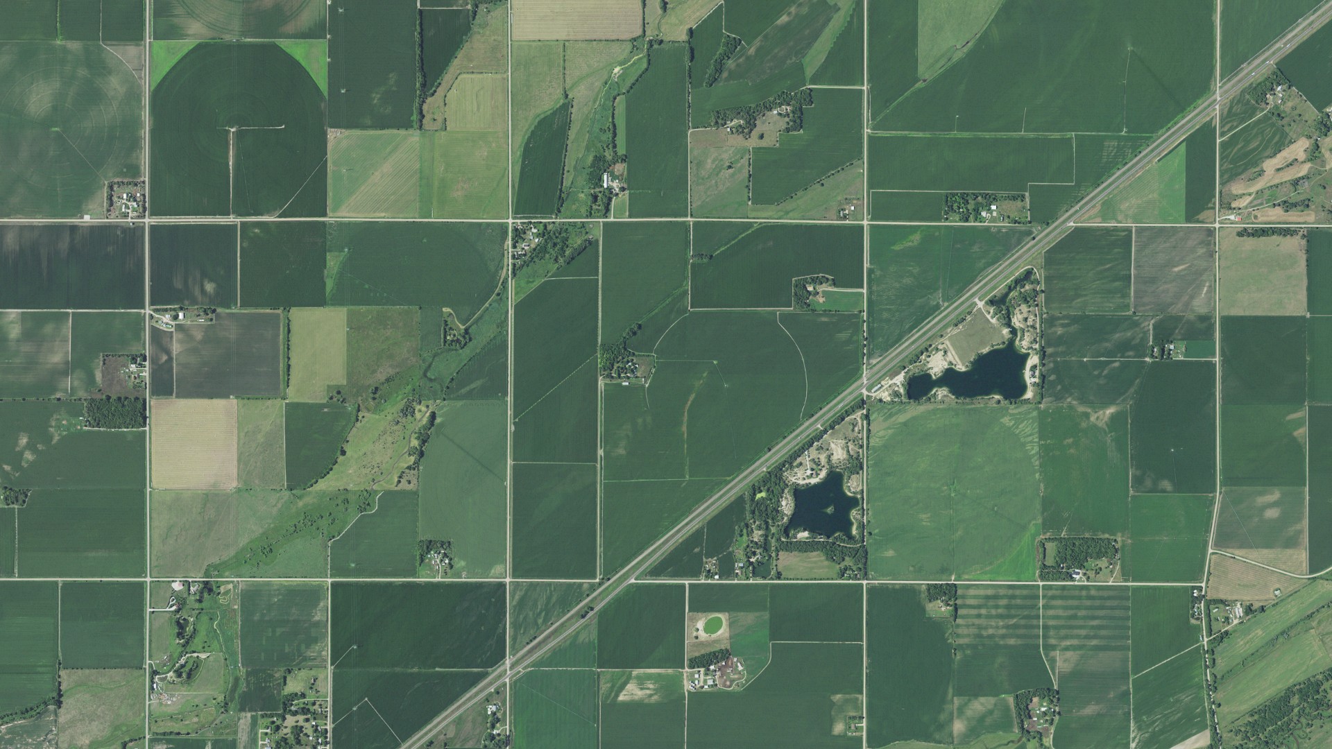 Aerial view of land around Vieregg, Nebraska