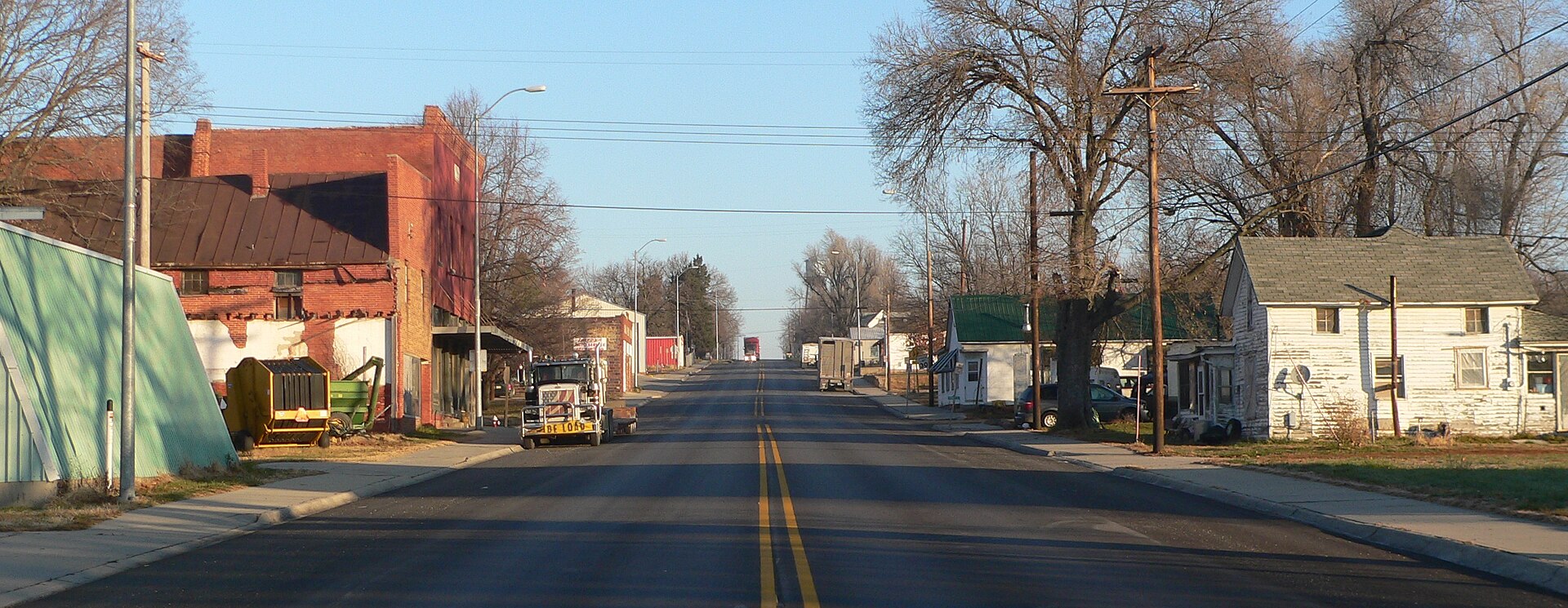 Downtown Dawson, Nebraska: Ridge Street, seen from the south.