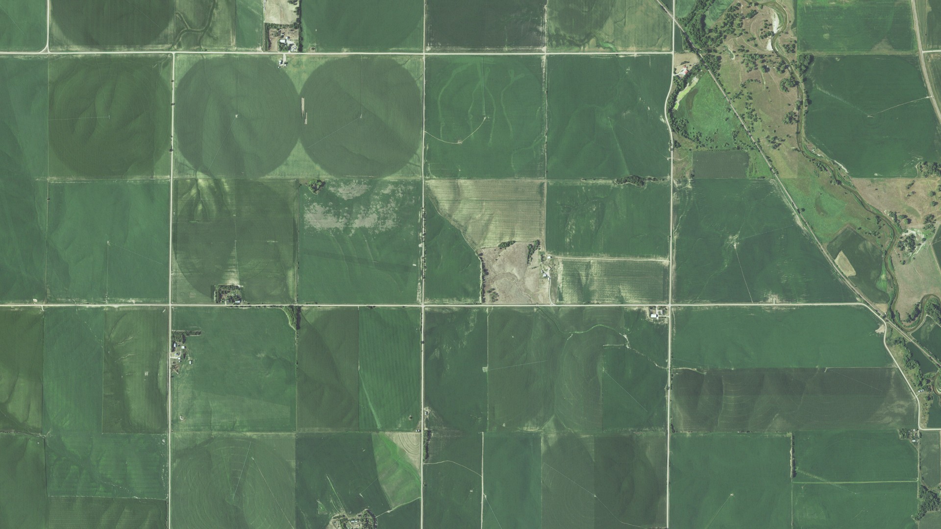 Aerial view of land around Beaver, Nebraska