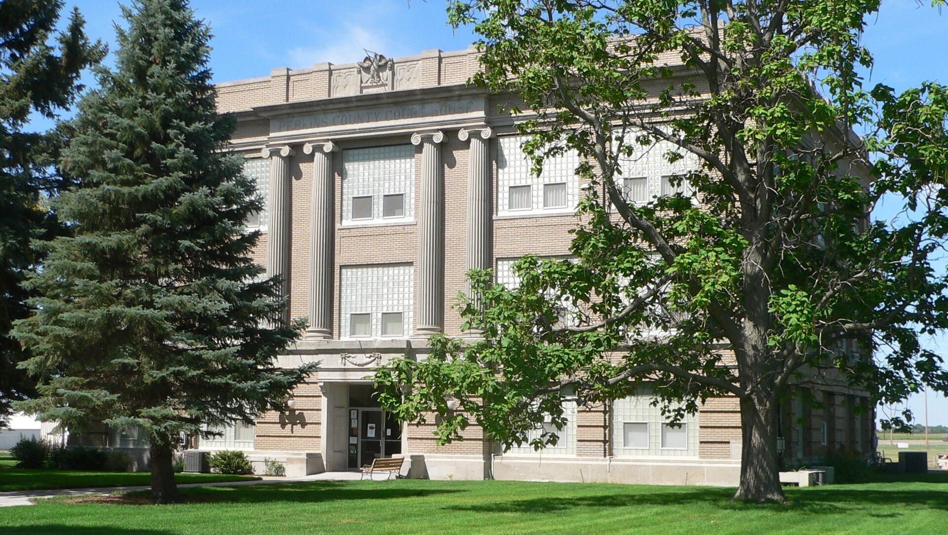Perkins County courthouse in Grant, Nebraska; seen from the northeast.