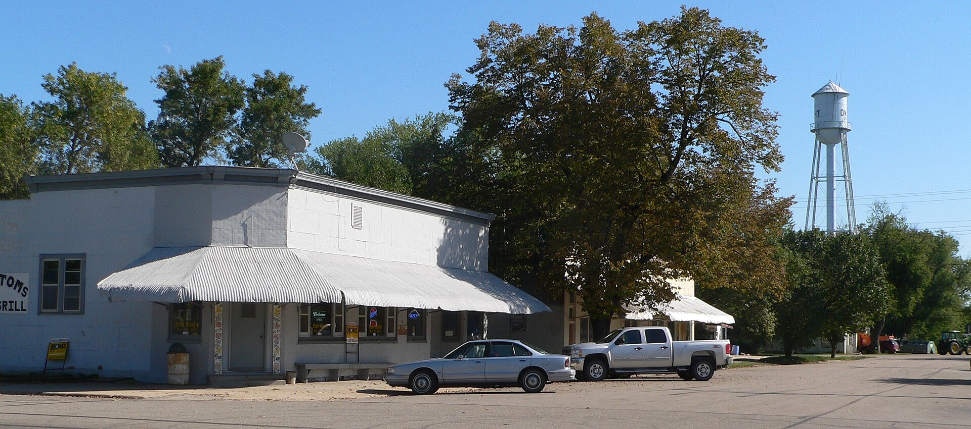 Downtown Dwight, Nebraska: east side of Second Street, looking southeast from Pine Street.