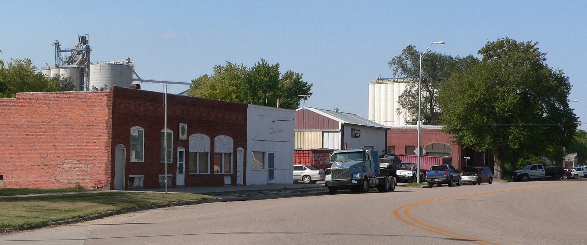 Downtown Edison, Nebraska: west side of Main Avenue, looking northwest from about 2nd Street.