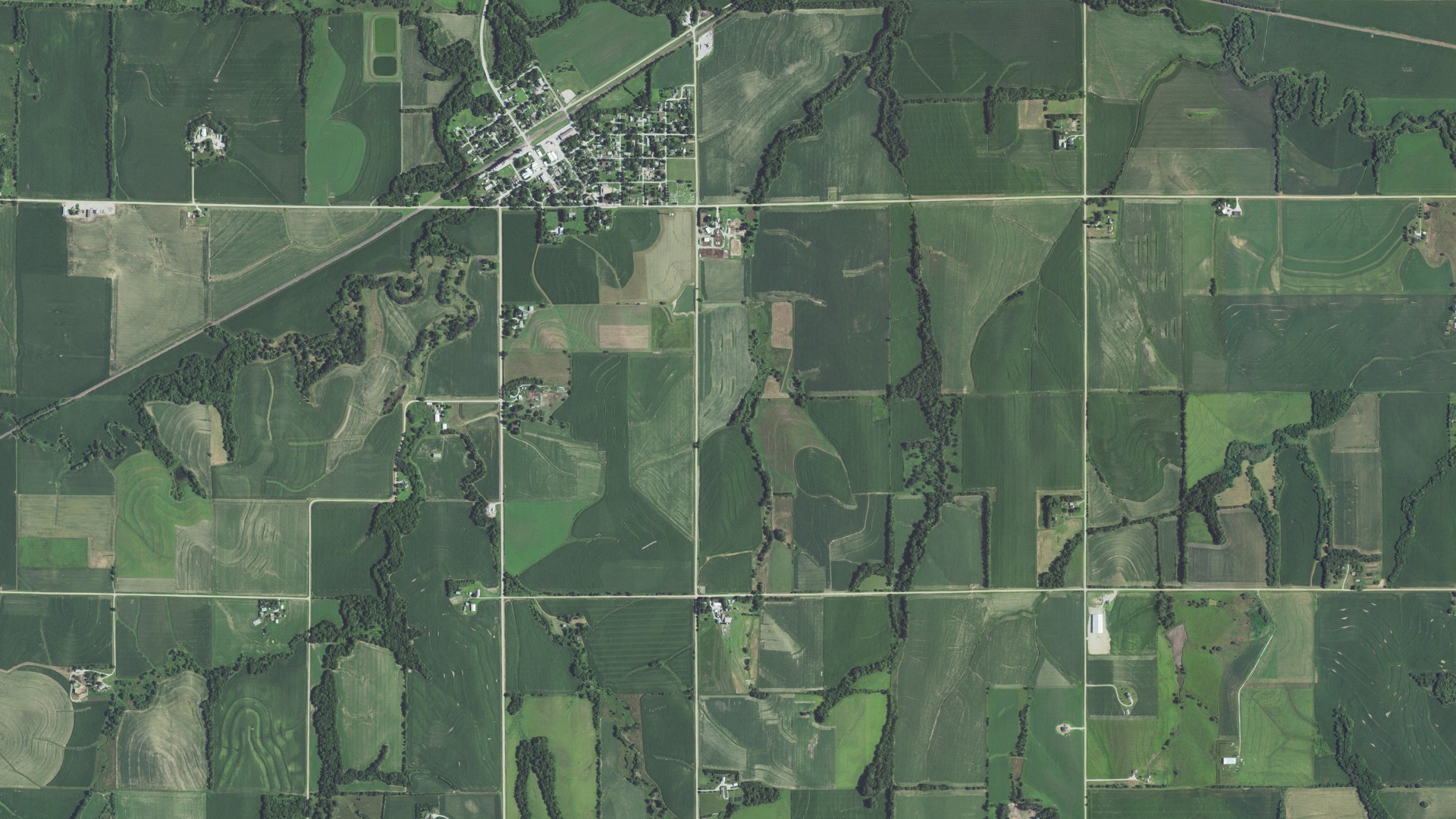 Aerial view of land around Chapman, Nebraska