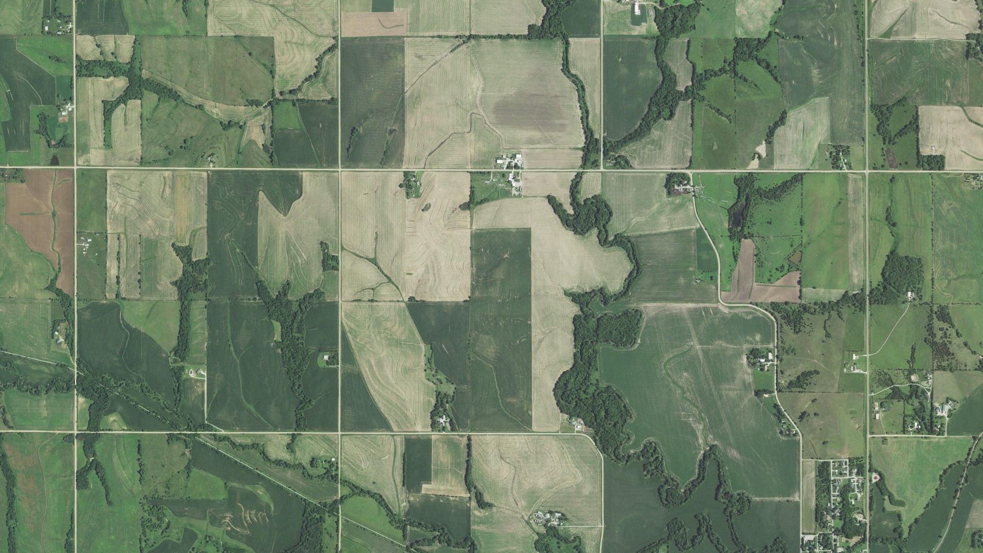 Aerial view of land around Oak Creek, Nebraska