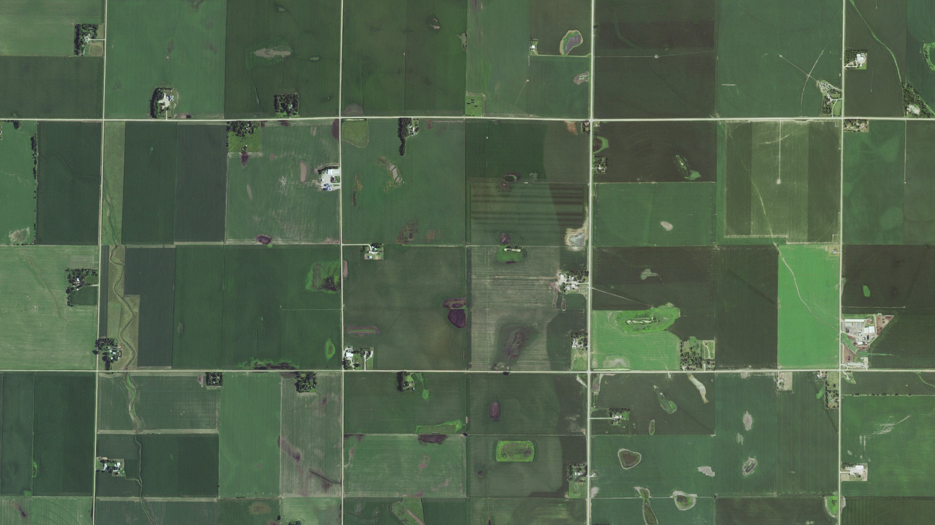 Aerial view of land around South Cedar, Nebraska