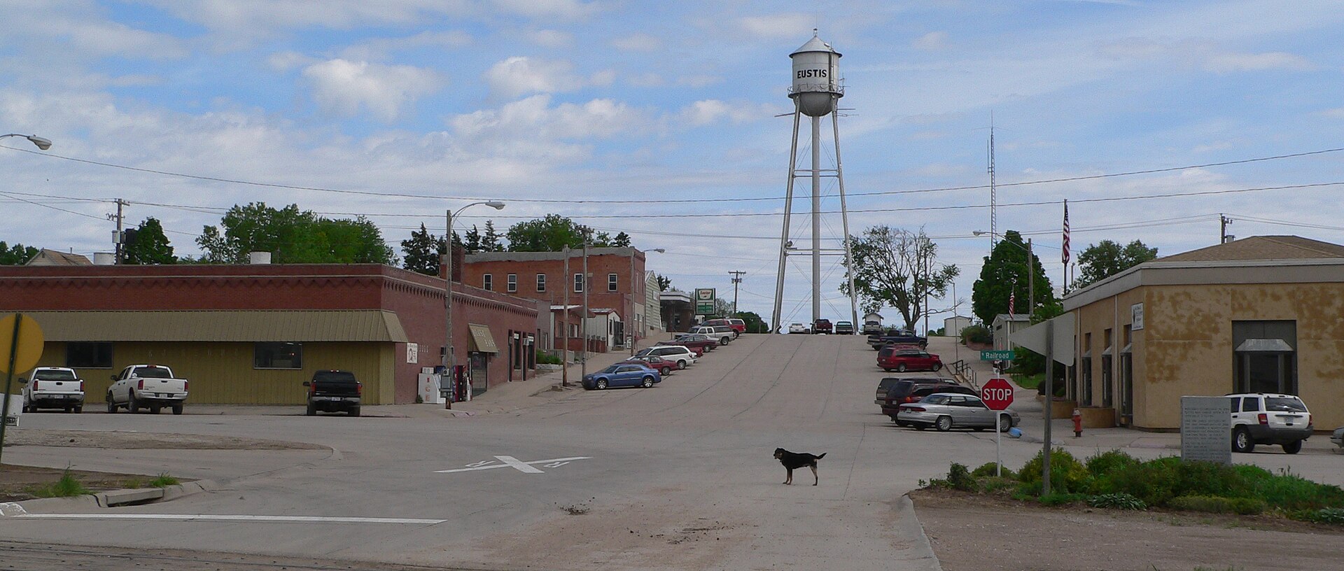 Downtown Eustis, Nebraska: Main Street, looking north from about South Railroad Street.