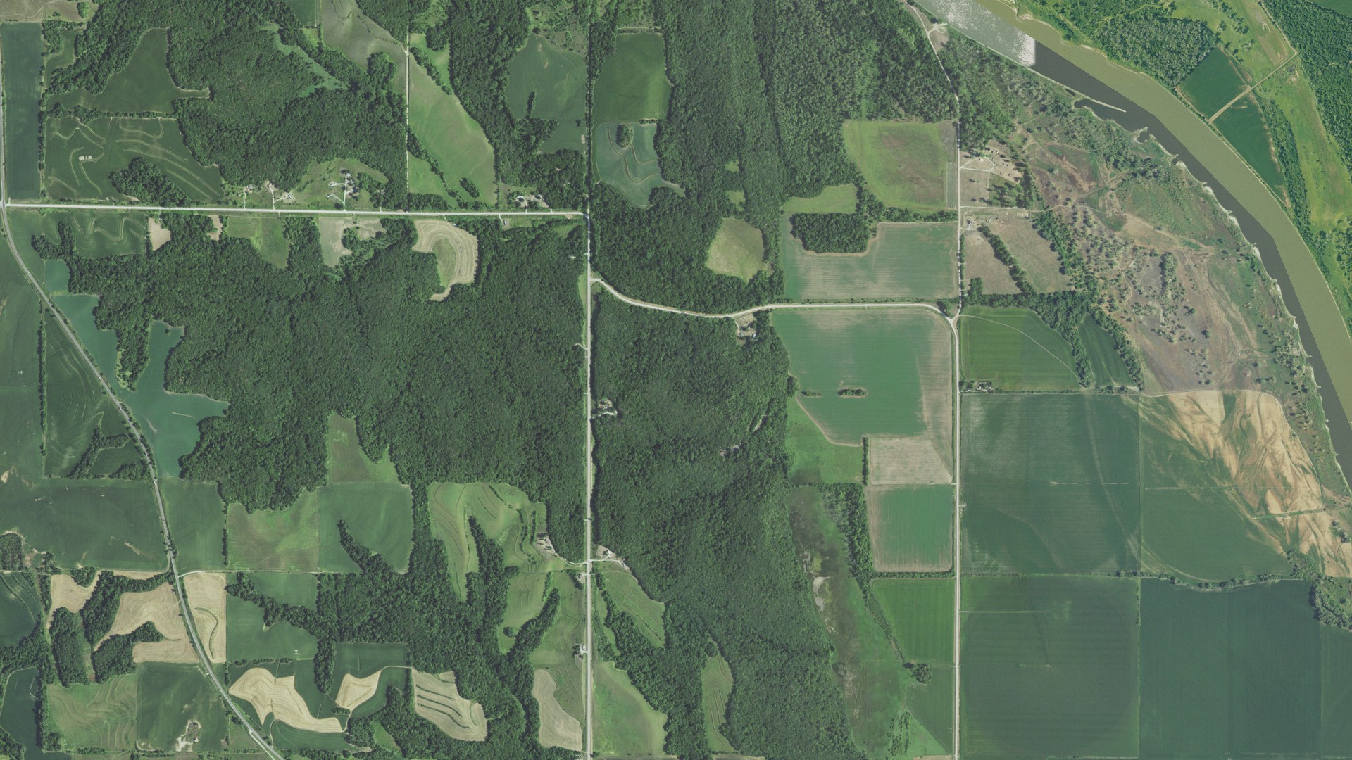 Aerial view of land around Blackbird, Nebraska