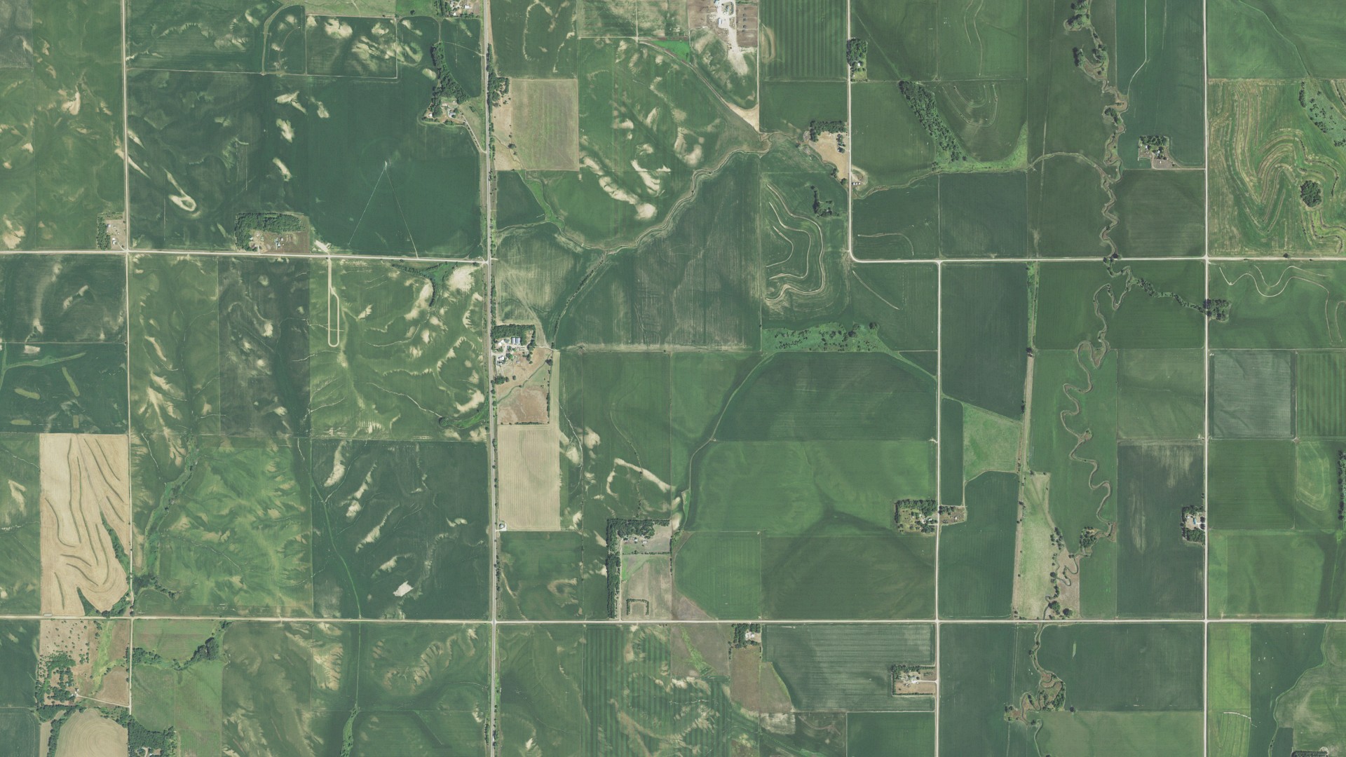 Aerial view of land around Flournoy, Nebraska