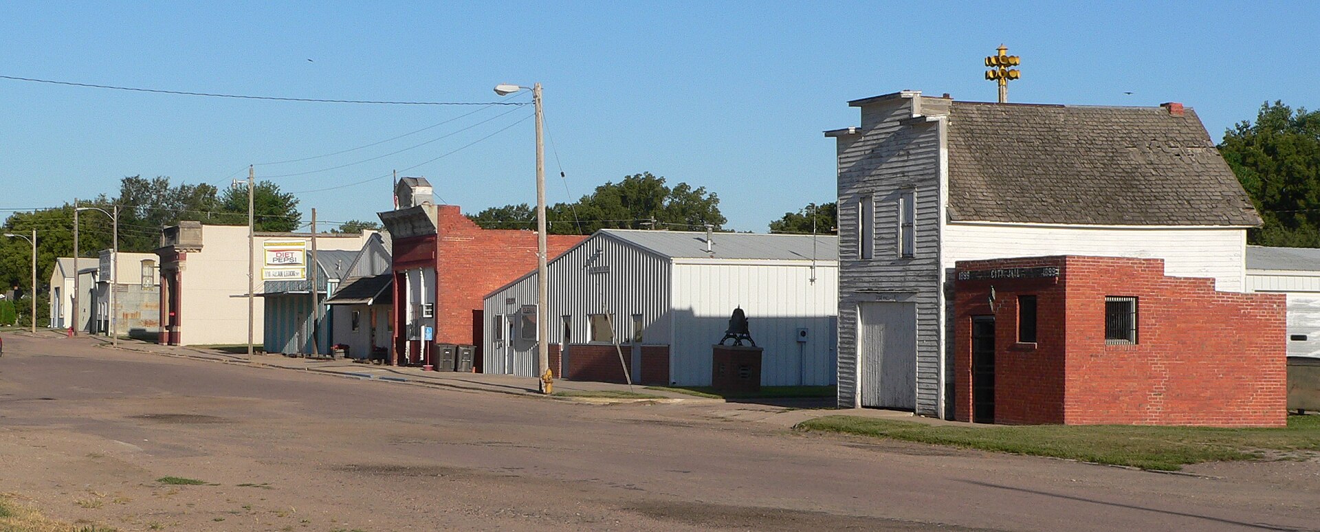 Downtown Glenvil, Nebraska: north side of Winters Avenue, looking northwest from east of 2nd Street.