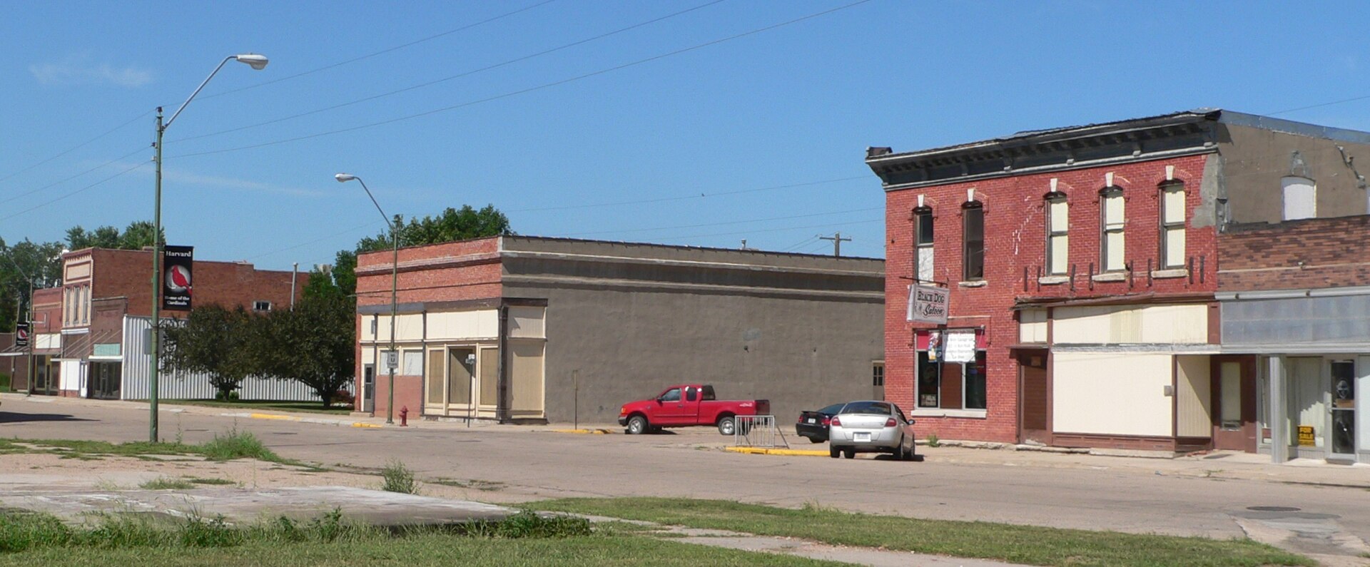 Downtown Harvard, Nebraska: east side of Clay Avenue, looking northeast from south of Oak Street.