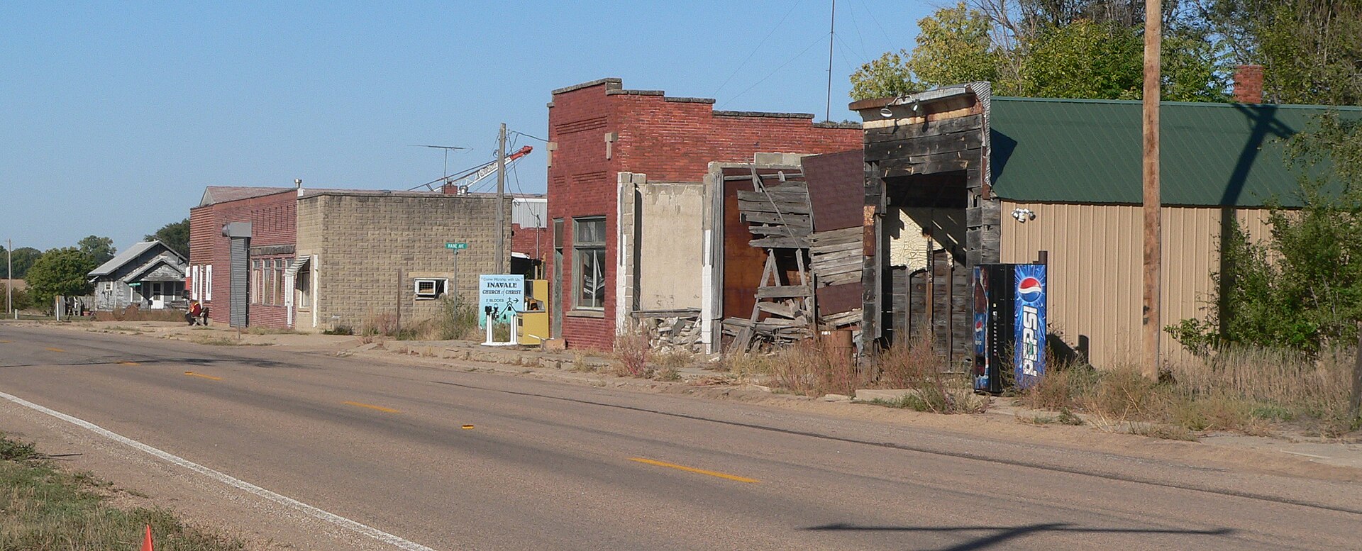 Noth side of Blaine Street (U.S. Highway 136) in Inavale, Nebraska.
