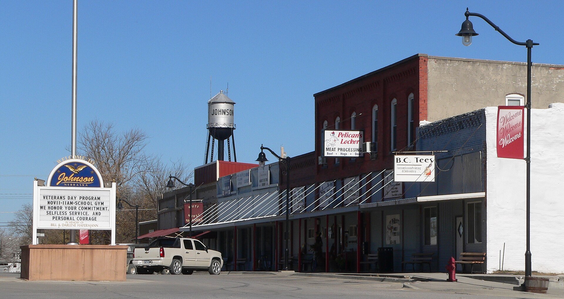 Johnson, Nebraska: east side of Main Street, looking north from south of 2nd Street.