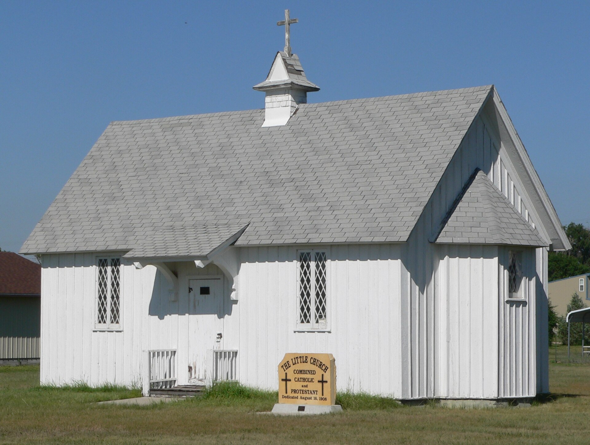 Keystone Community Church in Keystone, Nebraska; seen from the southwest.