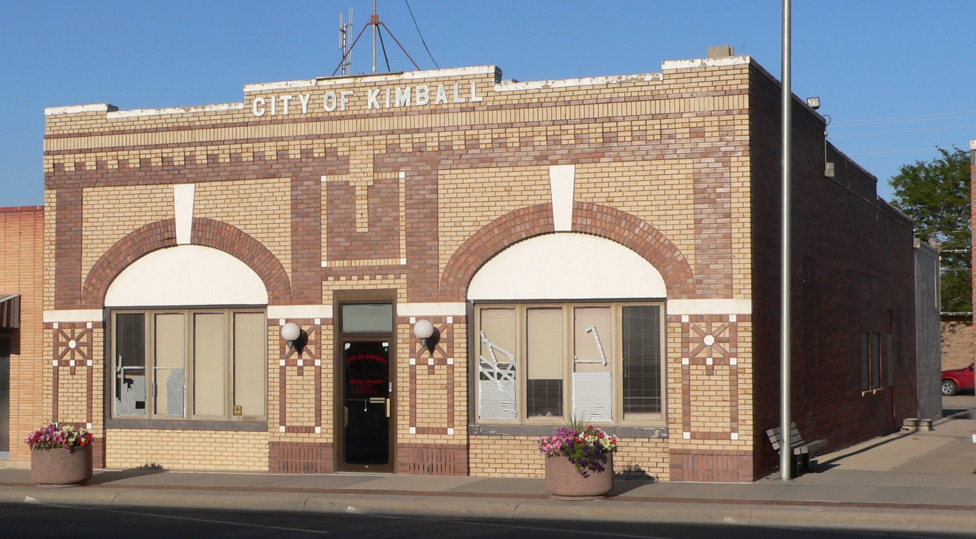 Kimball, Nebraska city hall at 223 S. Chestnut Street; seen from the southwest.