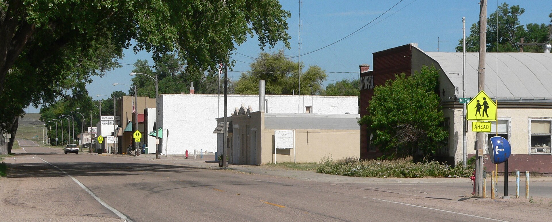 Downtown Lodgepole, Nebraska: north side of Sheldon Street, looking northwest from about McCall Street.