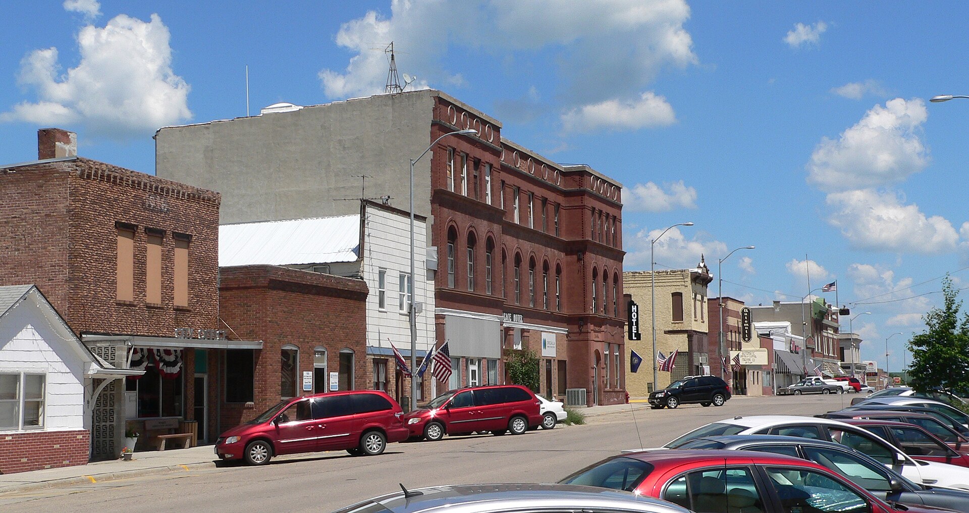 Downtown Pender, Nebraska: north side of Main Street, looking northeast from about 5th and Main.
