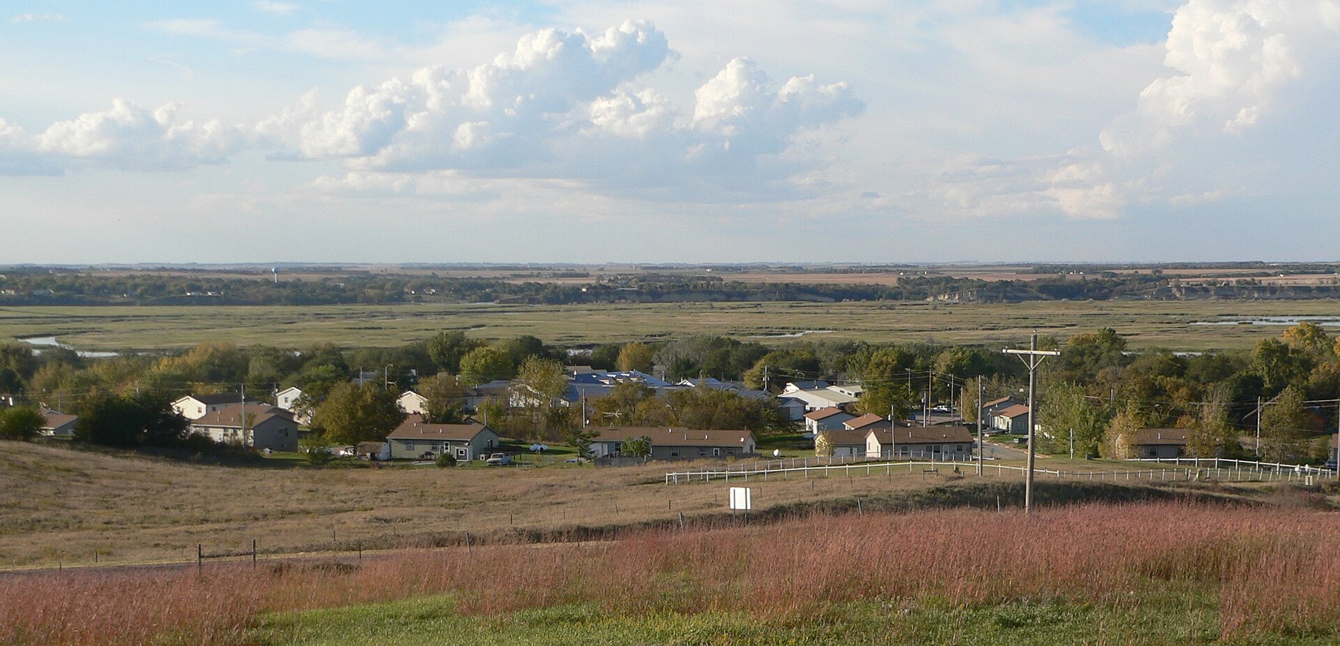 Santee, Nebraska, seen from the cemetery hill south of town.