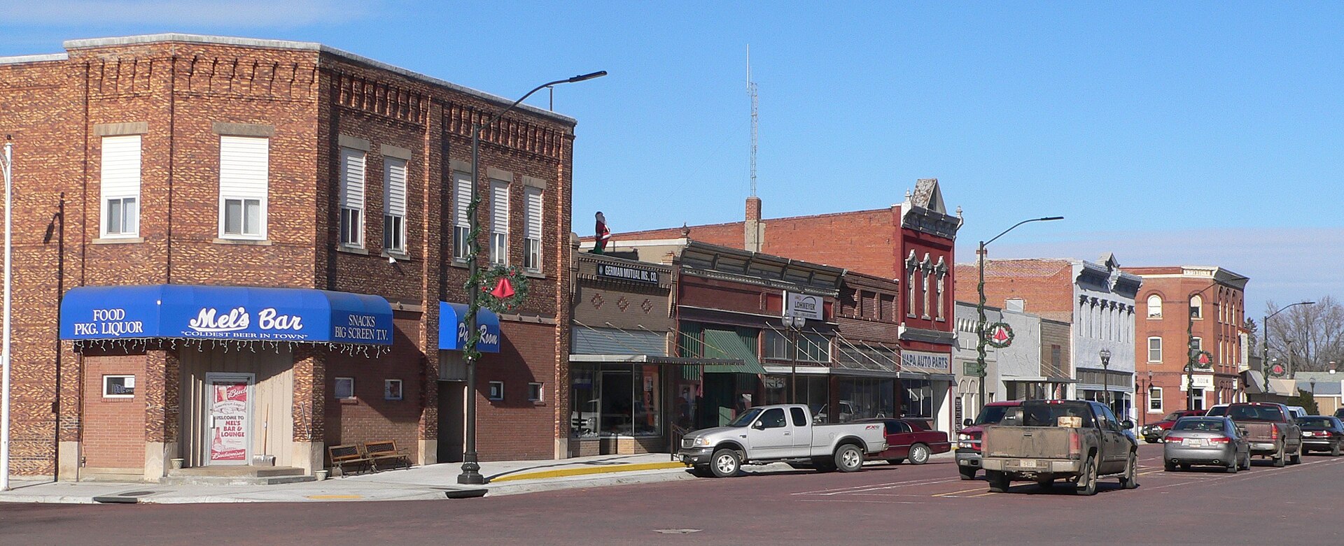 Downtown Scribner, Nebraska: Main Street, looking northwest.