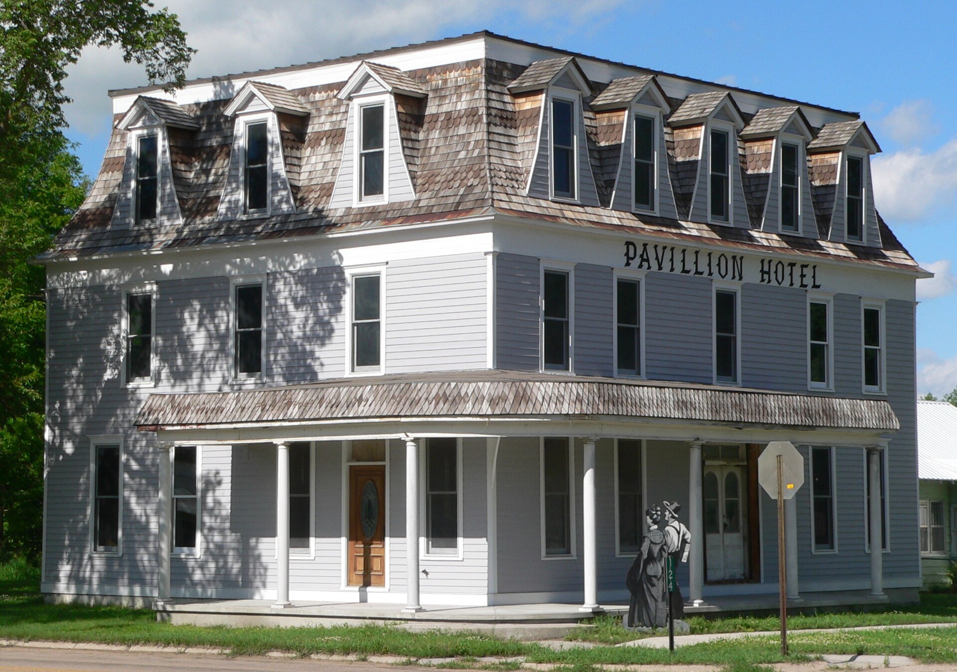 Pavillion Hotel in downtown Taylor, Nebraska; seen from the southwest.