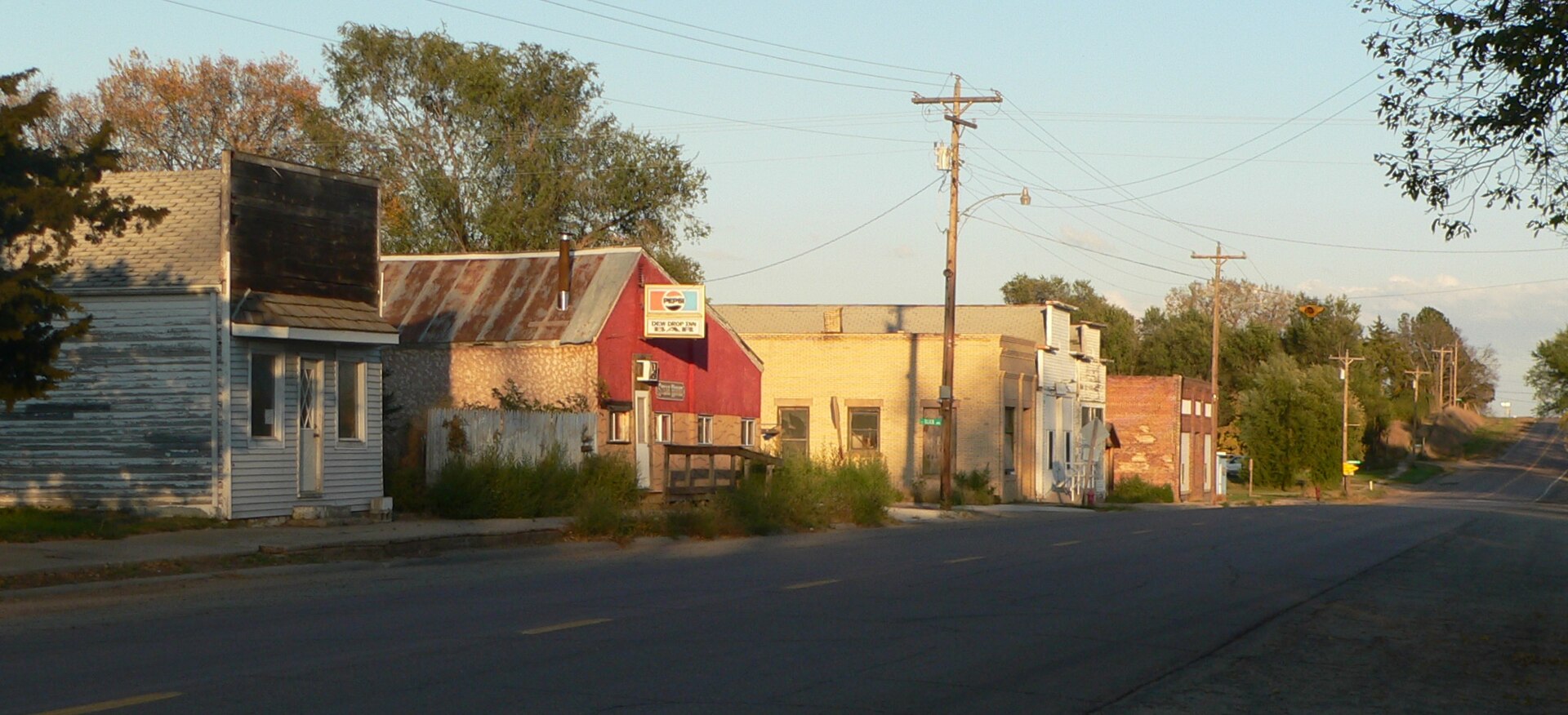 Downtown Verdel, Nebraska: north side of Main Street (Nebraska Highway 12) looking northeast from about Peyton Avenue.