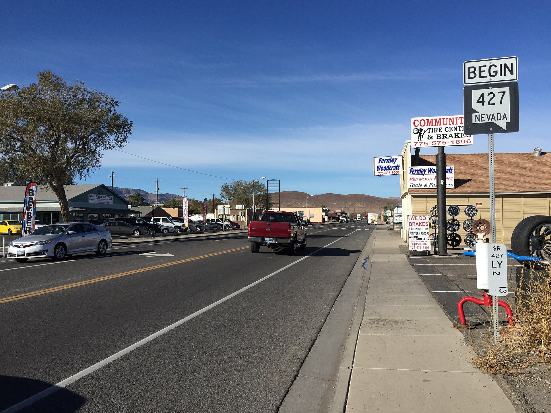 View west along Main Street (Nevada State Route 427) in Fernley, Nevada