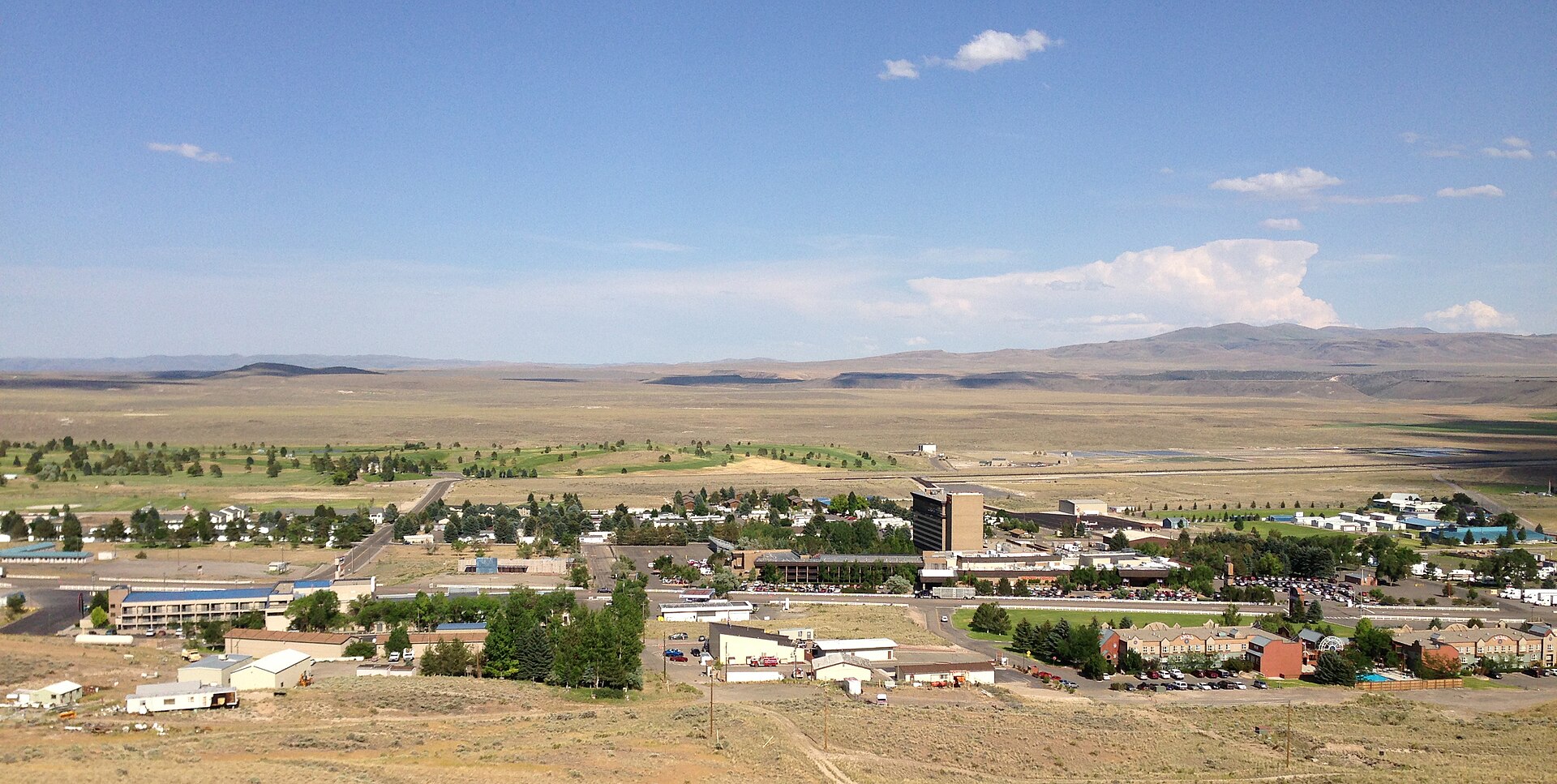 View of Jackpot, Nevada from a hill to the west