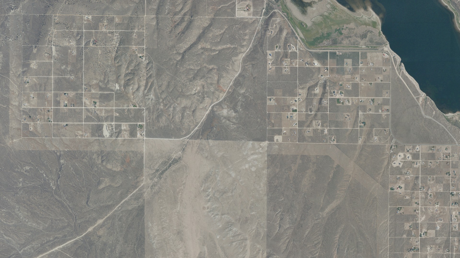 Natural-color aerial photograph of land around South Fork, Nevada