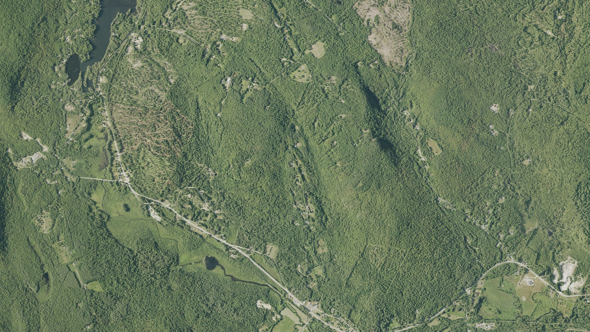 Natural-color aerial photograph of land around Grafton, New Hampshire