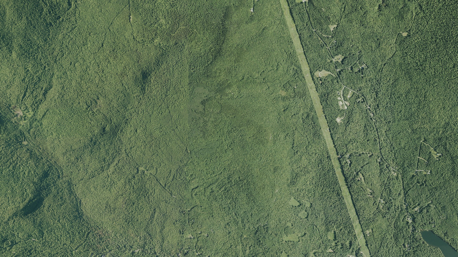 Natural-color aerial photograph of land around Groton, New Hampshire